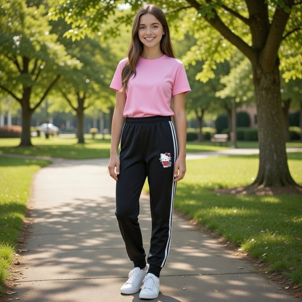 adidas with Hello Kitty Design Black Kids Joggers Size Youth L 13-14 Unique Rare
